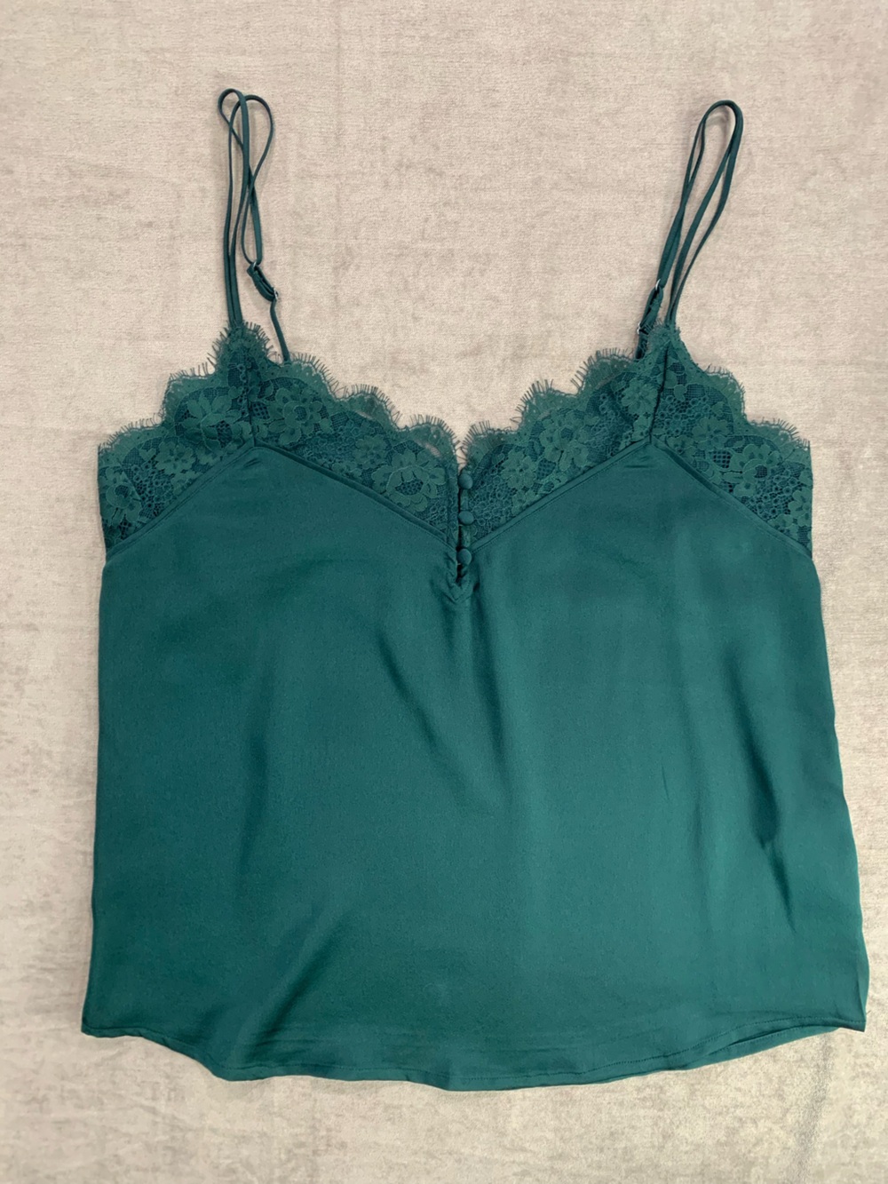 Abercrombie & Fitch Satin Lace-Trim Cami Forest Green Size Medium NWOT